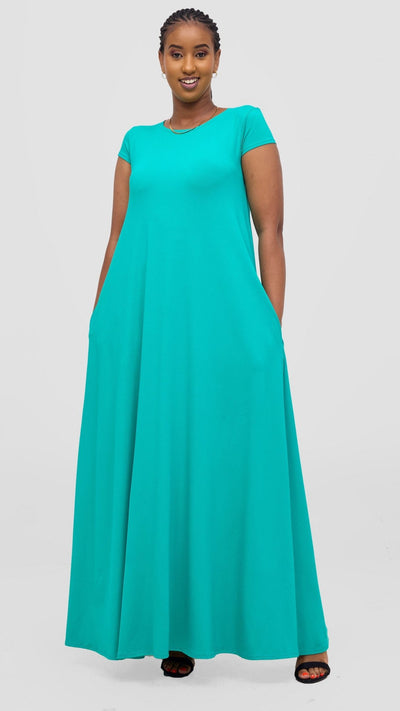 Vivo Leila Cap Sleeve Tent Maxi Dress - Sea Green - Shopzetu