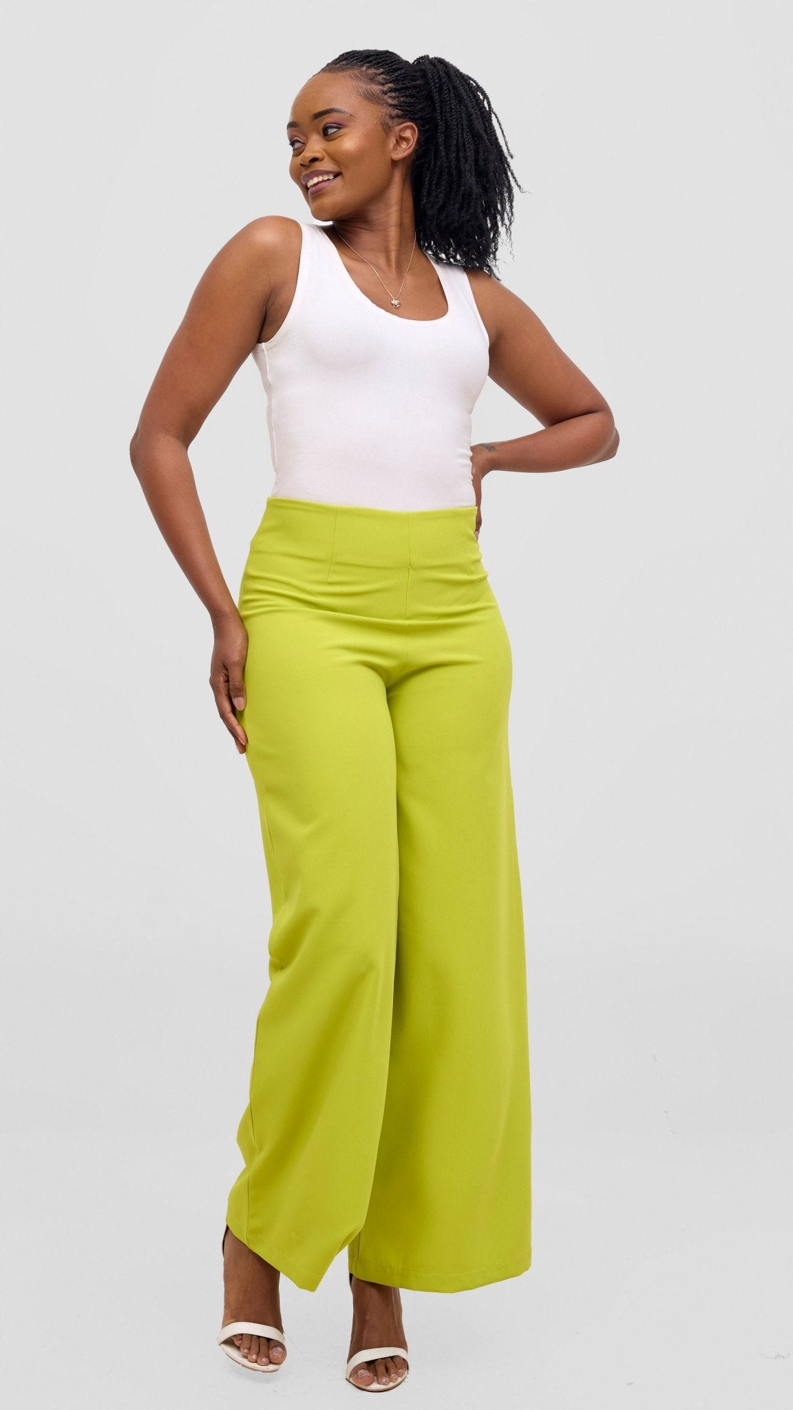 Vivo Tatili Wide Leg Pants - Lime - Shopzetu