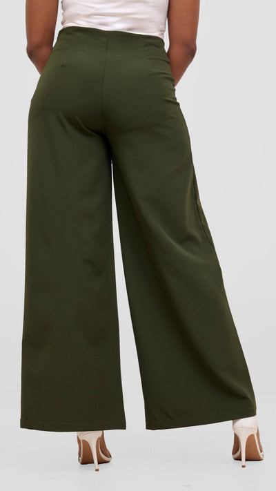 Vivo Tatili Wide Leg Pants - Hunters Green - Shopzetu