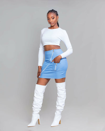 Da’Joy Fashions Hydra Denim Skirt - Blue - Shopzetu