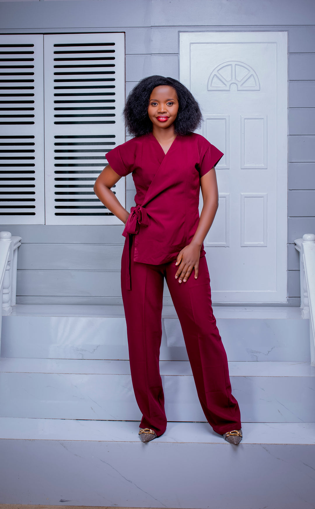 Phyls Collections Nuru Pallazo Set - Maroon