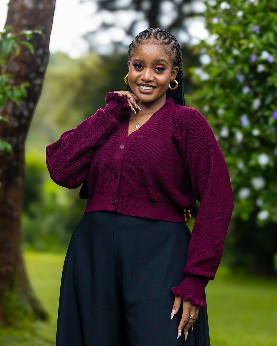 African Yuva Nila Sweater - Burgundy
