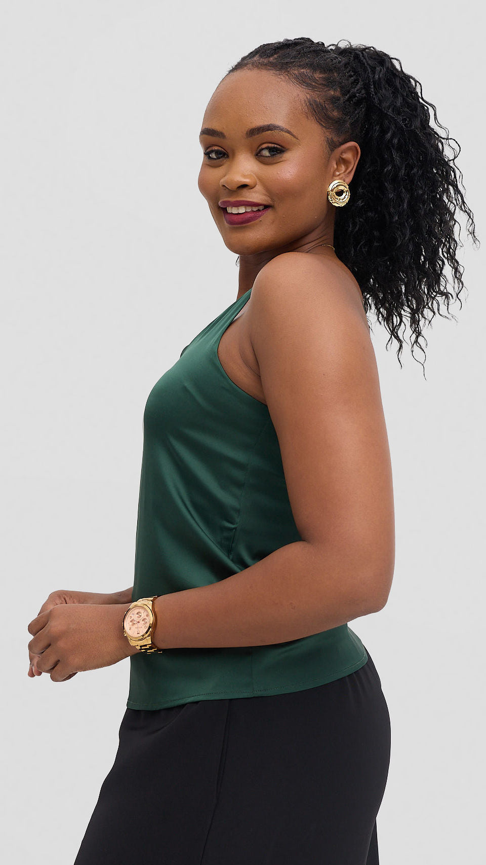 Zambarau Apparel Satin Camisoles - Emerald Green