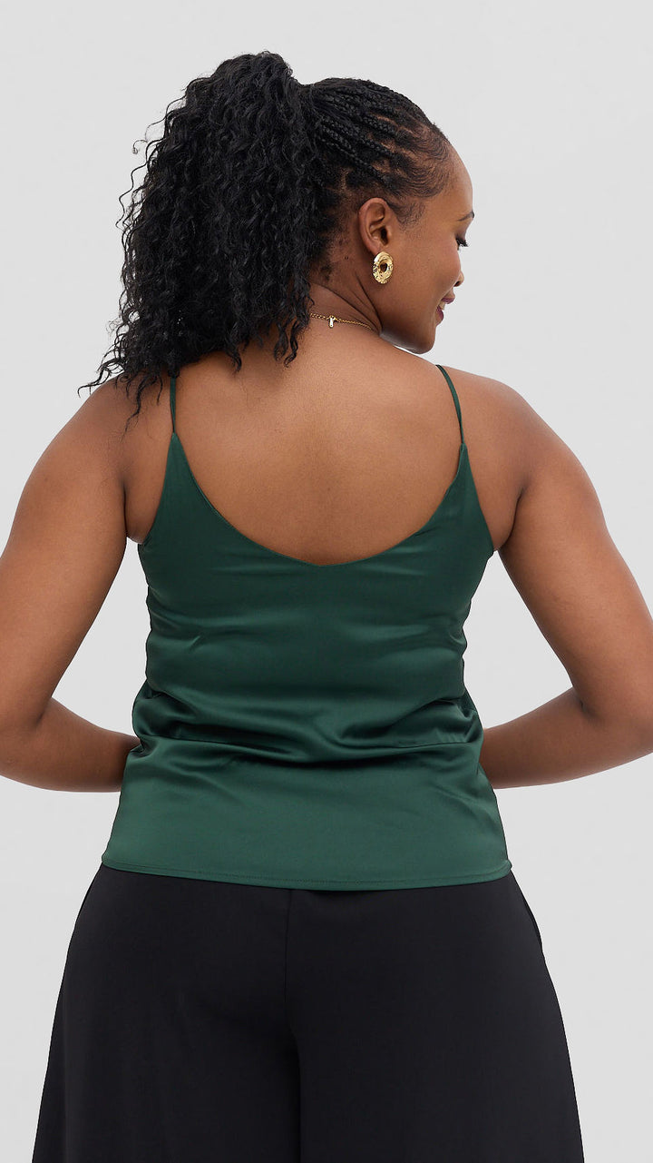 Zambarau Apparel Satin Camisoles - Emerald Green