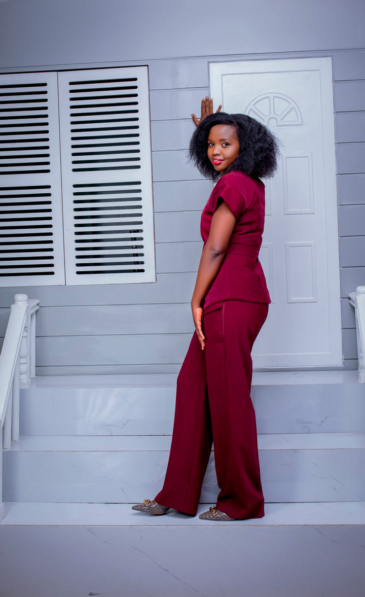 Phyls Collections Nuru Pallazo Set - Maroon