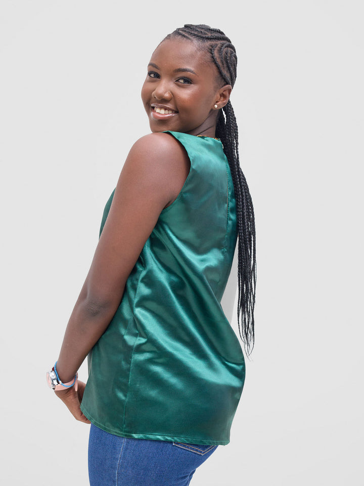 Fine Things Satin Top - Green