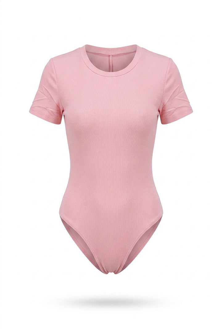 Stylish Sisters Short Sleeve Cotton Scoop Neck Bodysuit - Pink