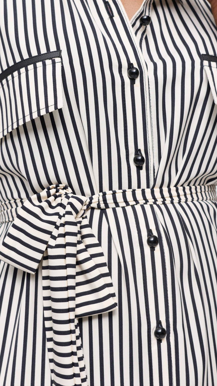Salok Havilah Shirt Dress - Navy Blue Stripe