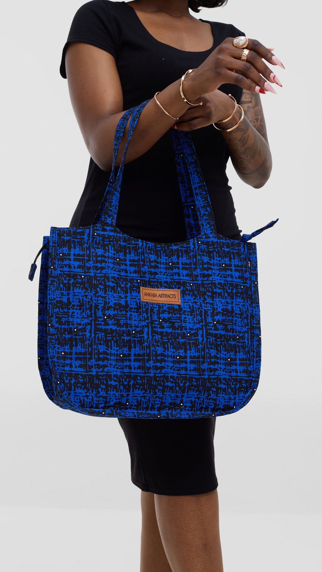 Ankara Artifacts Tote Bag - Royal Indigo