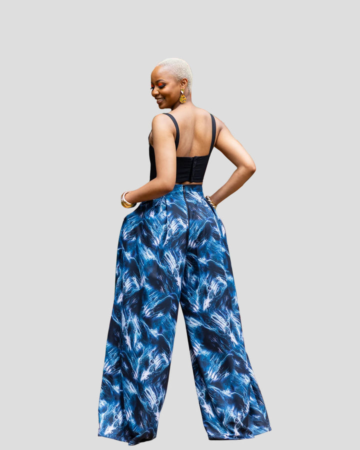 African Yuva Comfort Palazzo Pants - Blue