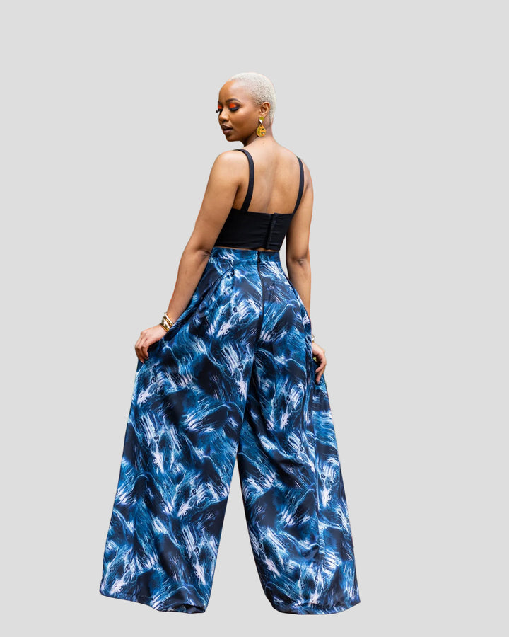 African Yuva Comfort Palazzo Pants - Blue