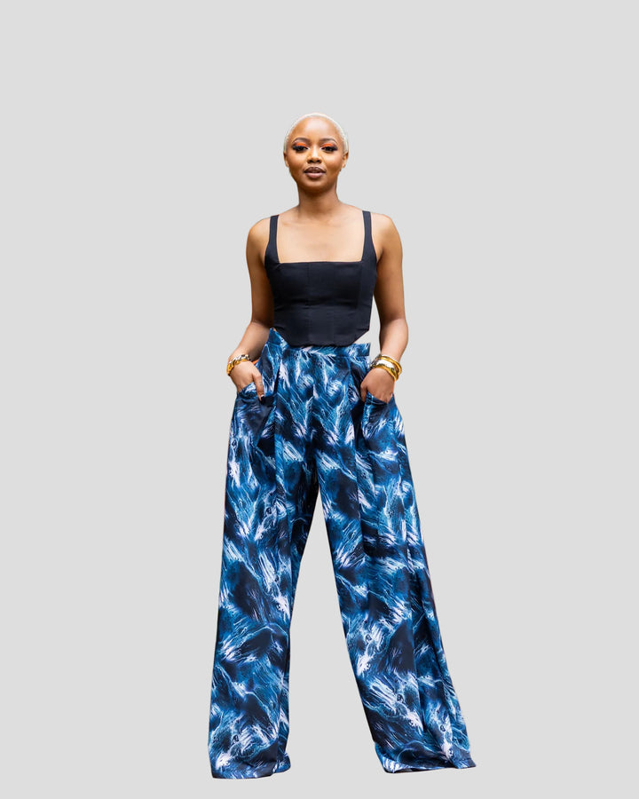 African Yuva Comfort Palazzo Pants - Blue