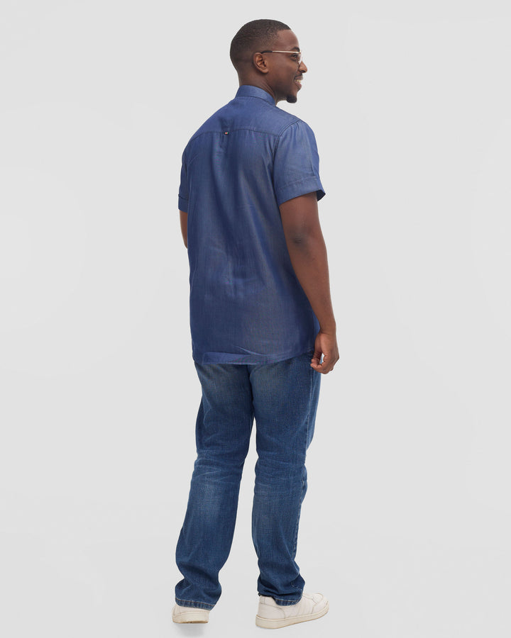 Home of Calor Men Light Jeans Shirt Shirt - Blue