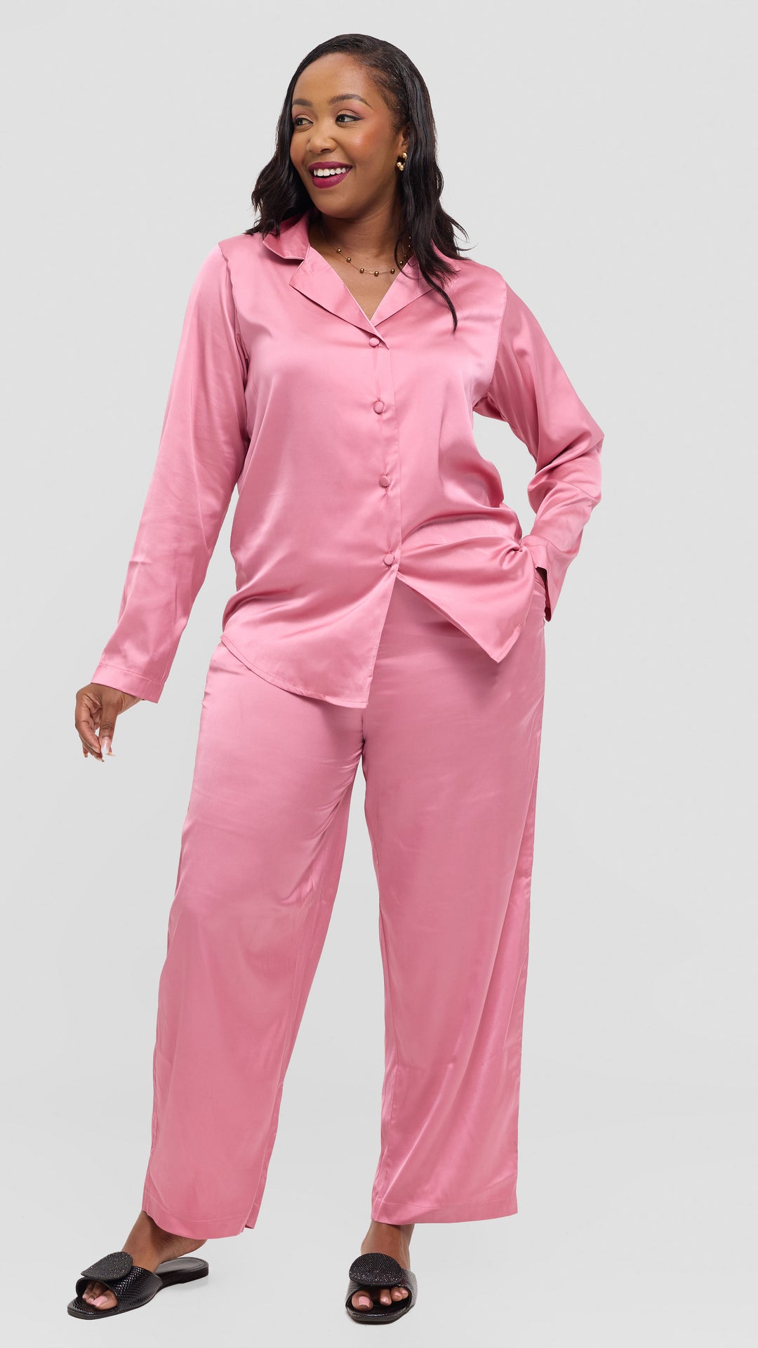 Inroses Lux Sleepwear-Two Piece Set - Blush Pink