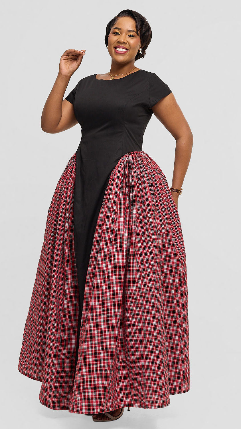 Tuwe Bora Mazuri Print Dress - Black with Red Print