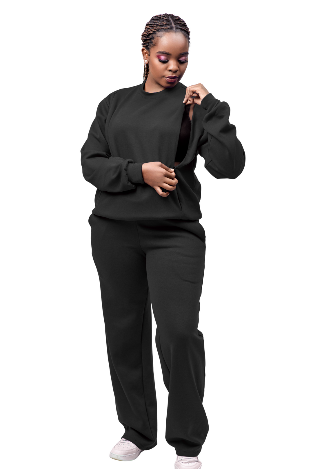 Navaa Collection 2-Piece Set, Sweatshirt and Pants -  Black (Breastfeeding-friendly)