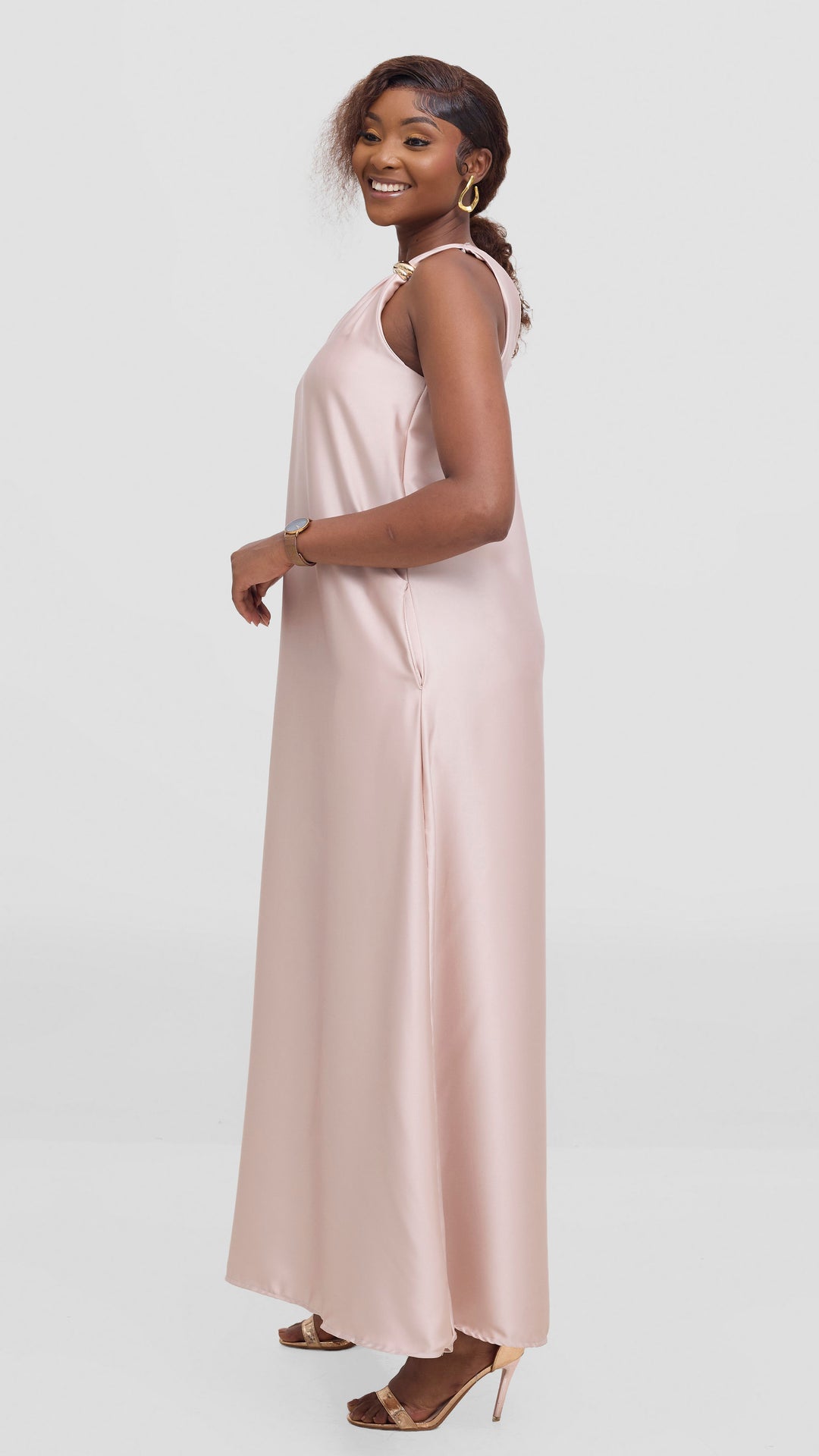 SAMA Satin Maxi Dress - Beige