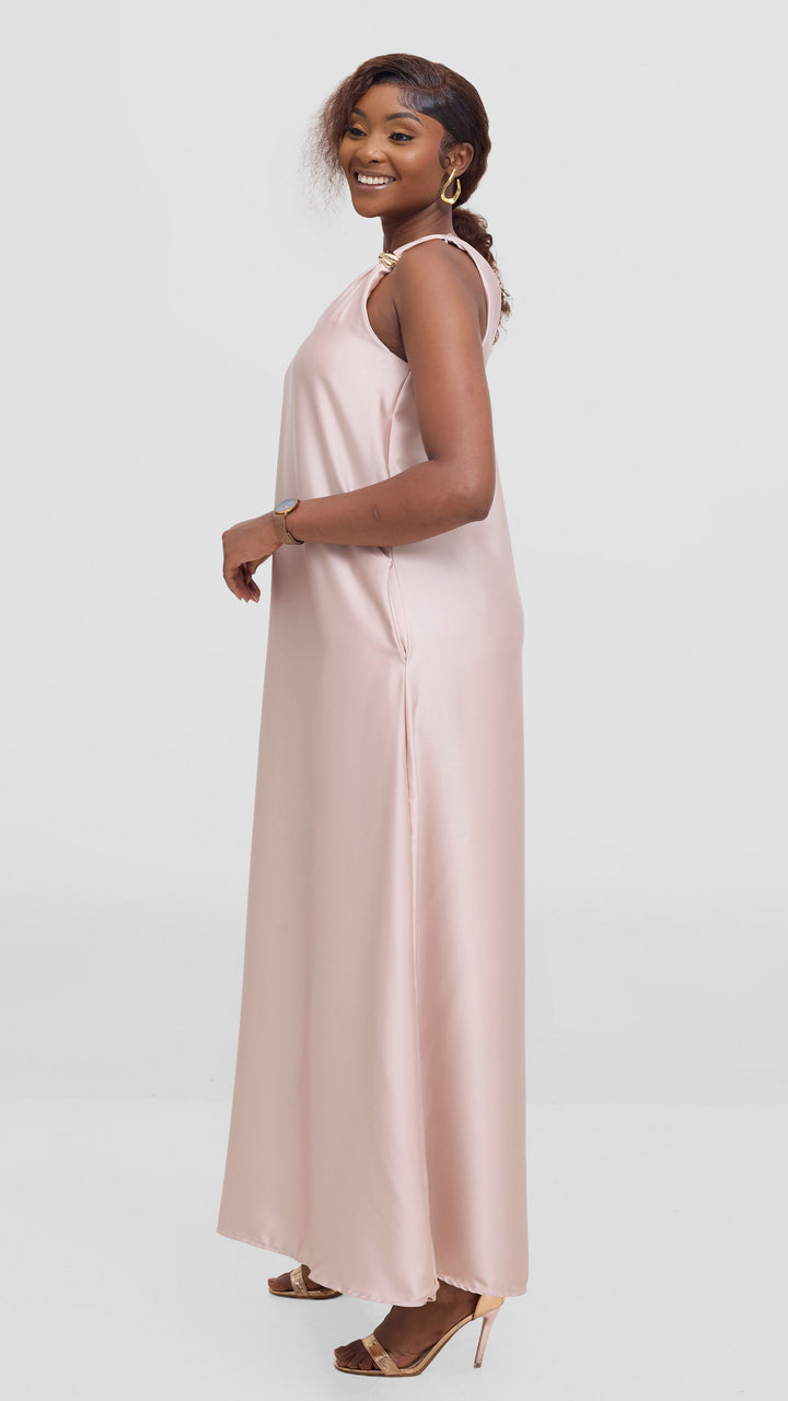 SAMA Satin Maxi Dress - Beige