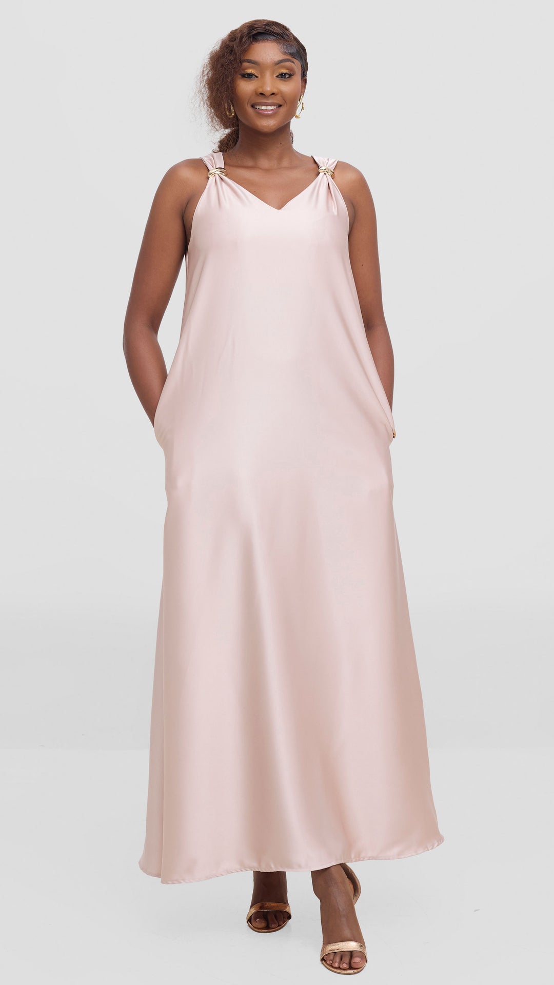 SAMA Satin Maxi Dress - Beige