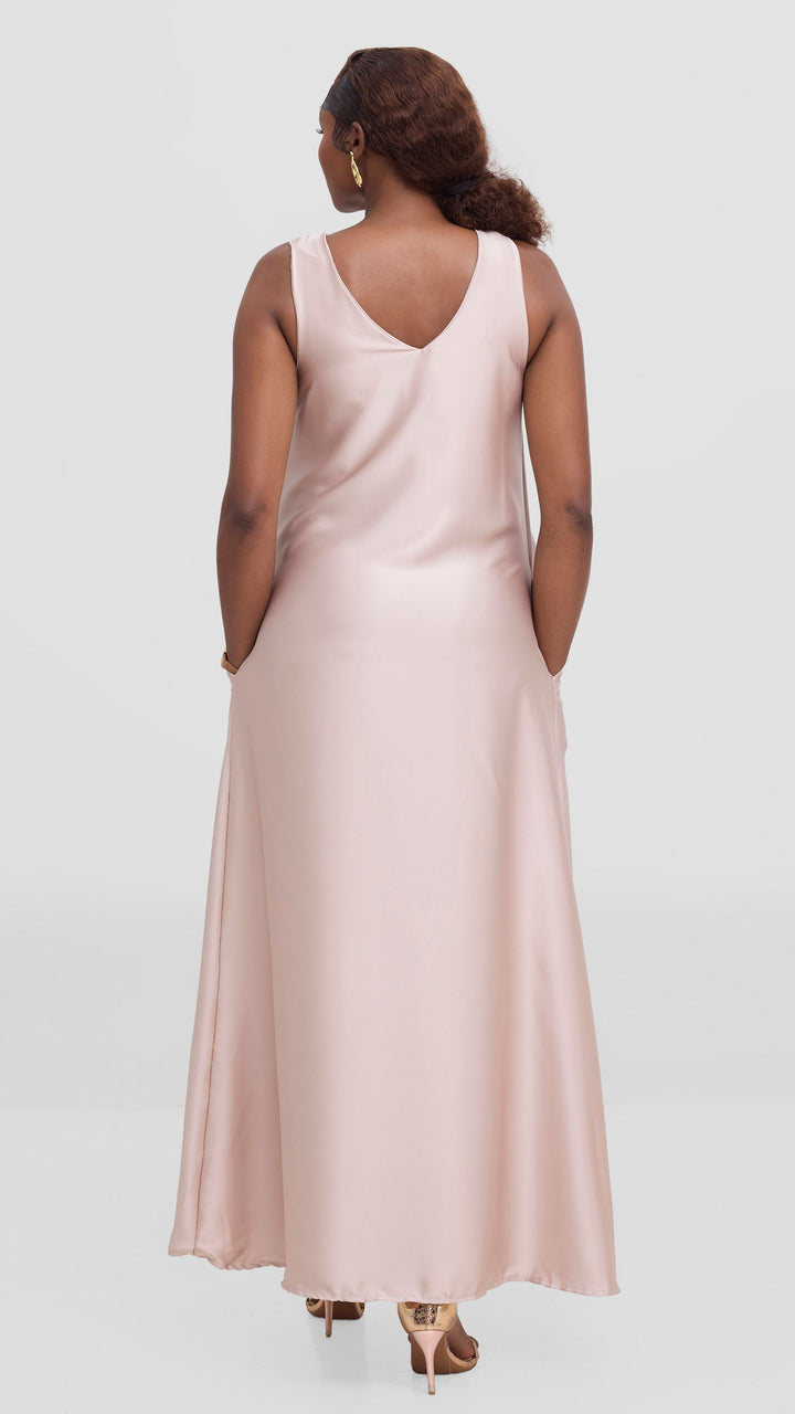 SAMA Satin Maxi Dress - Beige