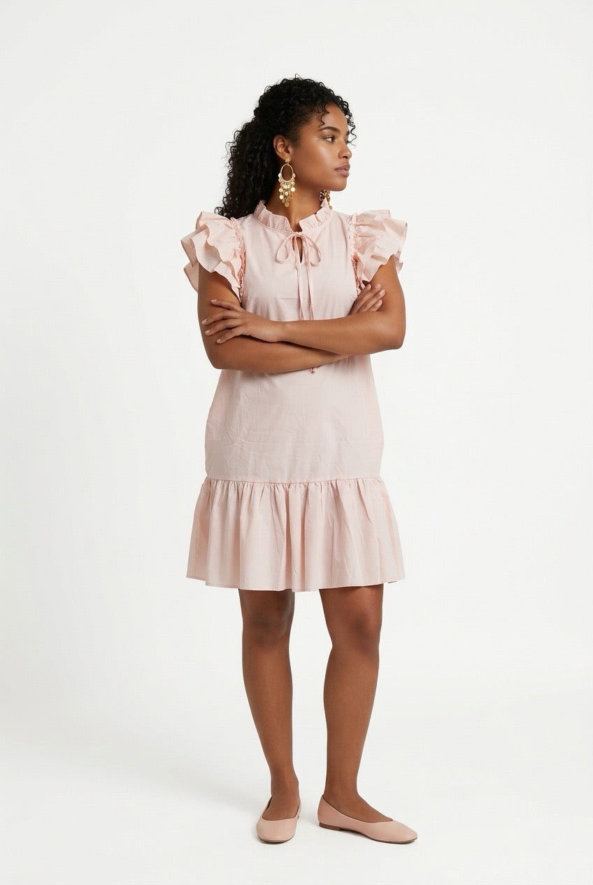 Stylish Sisters Shift Dress - Soft Pink