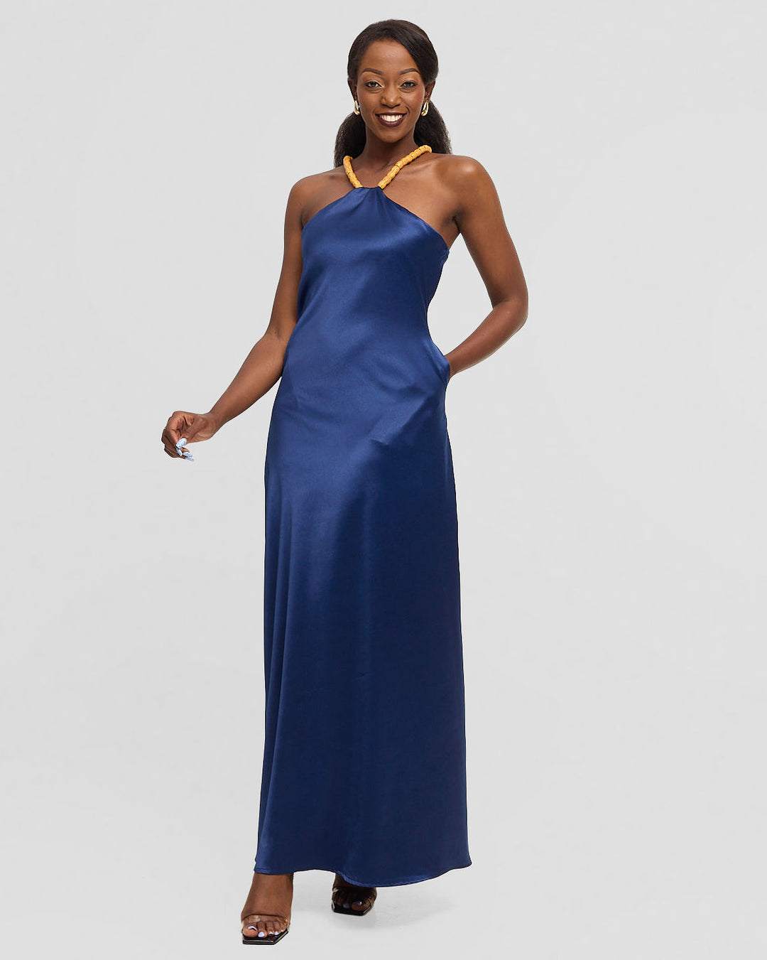 Samawati Silk Dress - Navy Blue