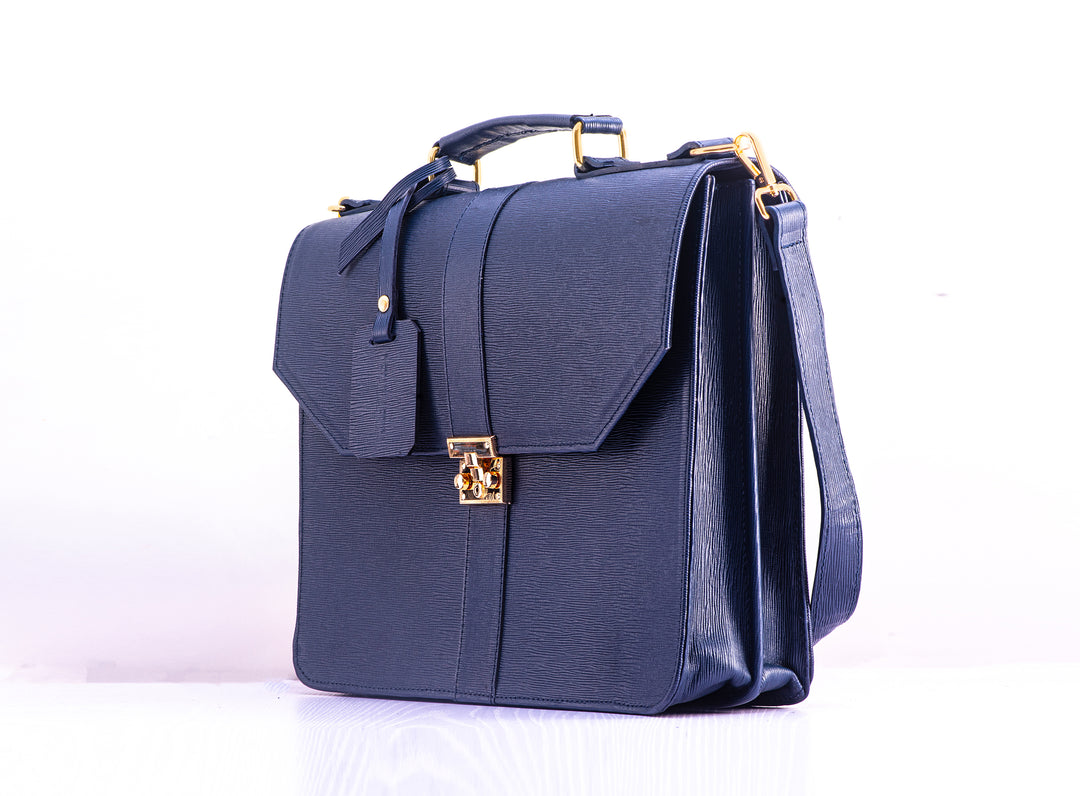 Detail Africa Naju Breifcase Navy Blue Textured - Navy Blue