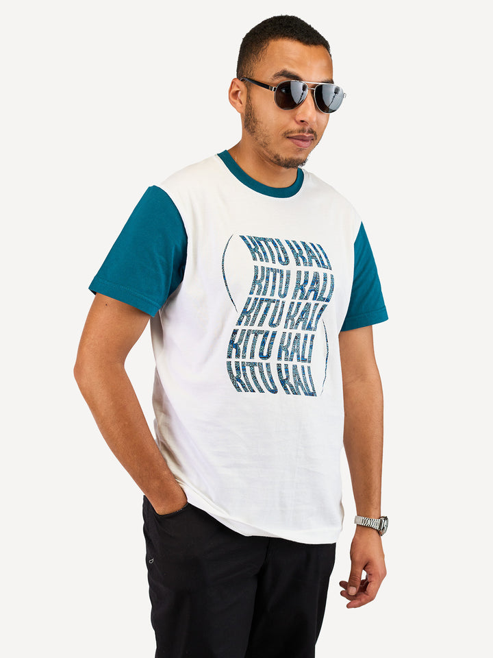Kitu Kali Graphic With Kitu Kali T- shirt - Petrol & White