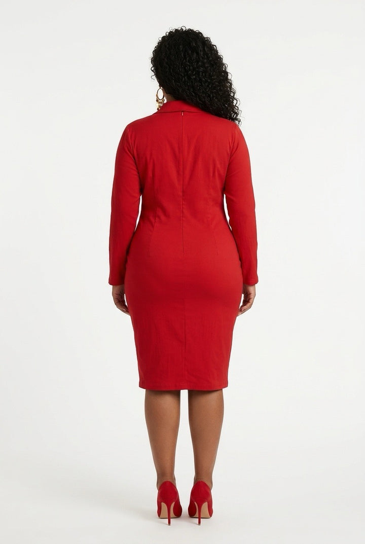 Stylish Sisters  Double-Breasted Blazer Dress - Red