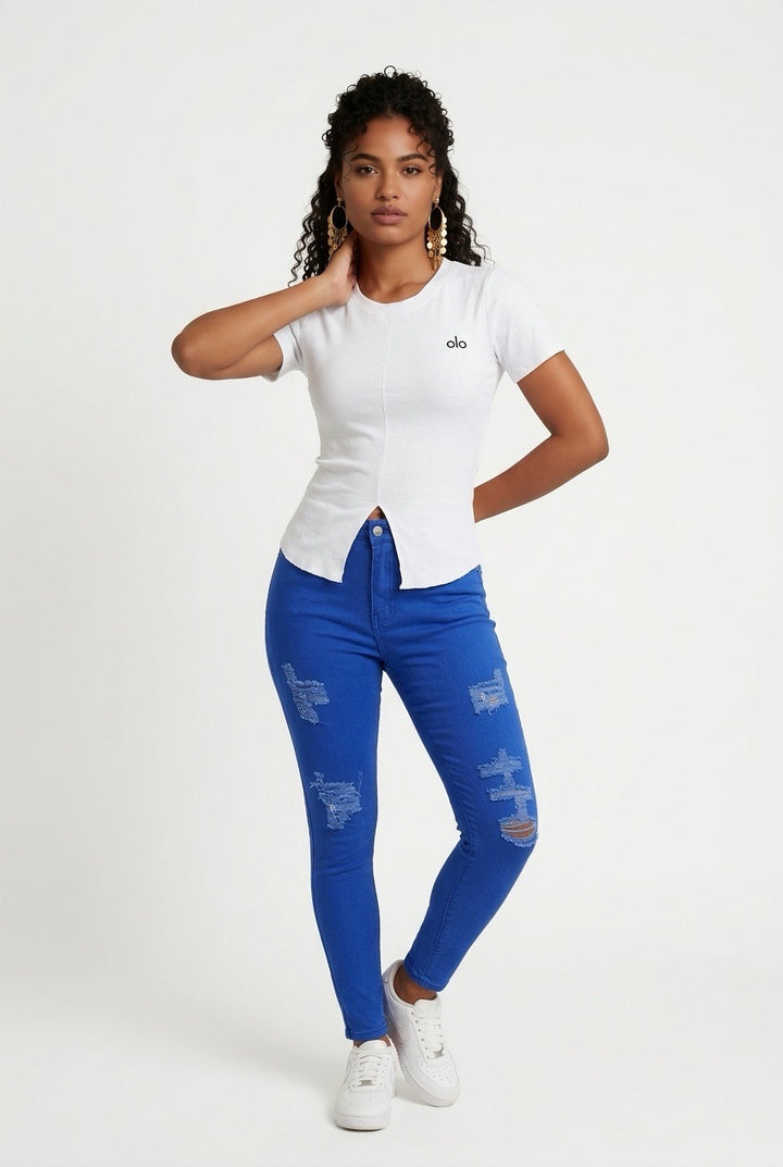 Stylish Sisters Ribbed Sweater Top - White