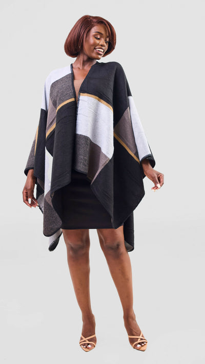 Afrodame Light Poncho - Black / White