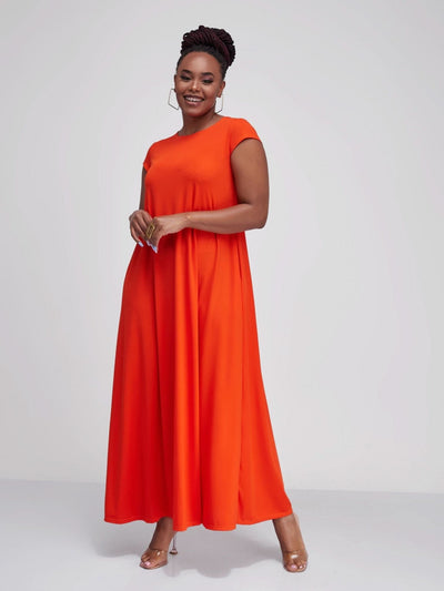 Vivo Basic Kena Tent Maxi Dress - Orange - Shopzetu