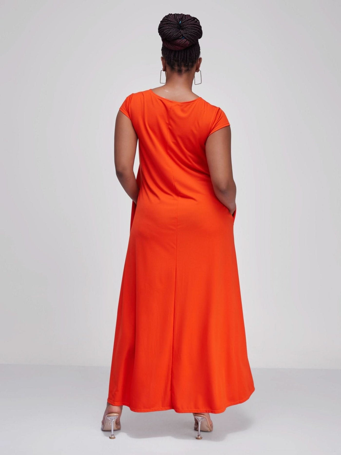 Vivo Basic Kena Tent Maxi Dress - Orange - Shopzetu