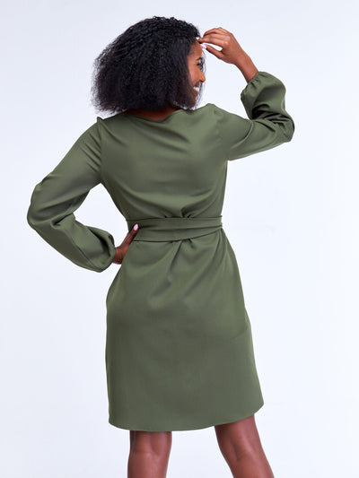 Vivo Laika Bishop Sleeve Shift Dress - Hunters Green