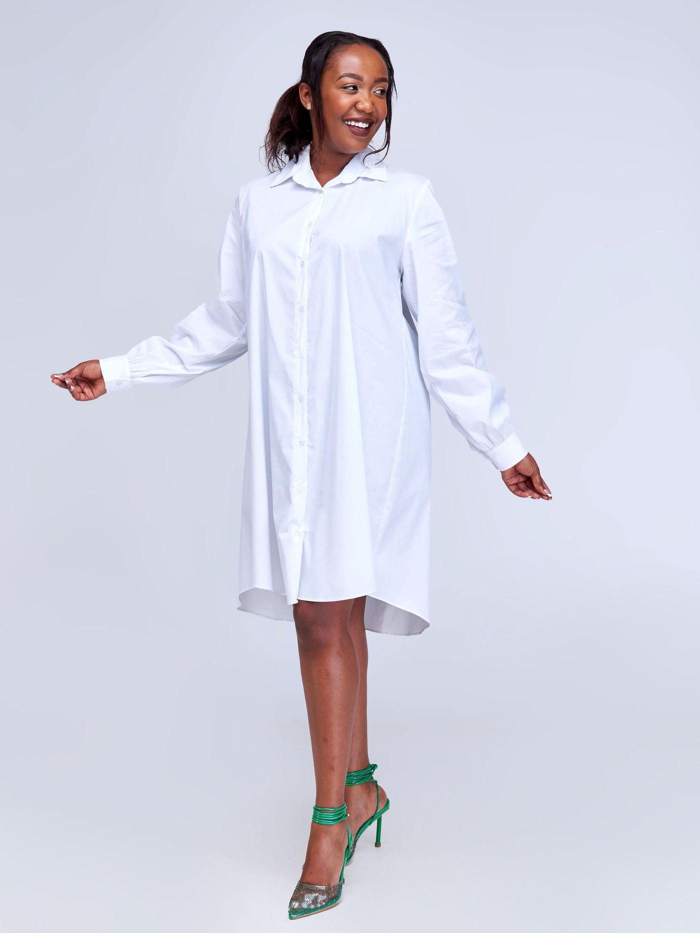 Safari by Vivo Kaya Long Sleeve Shirt Dress - White