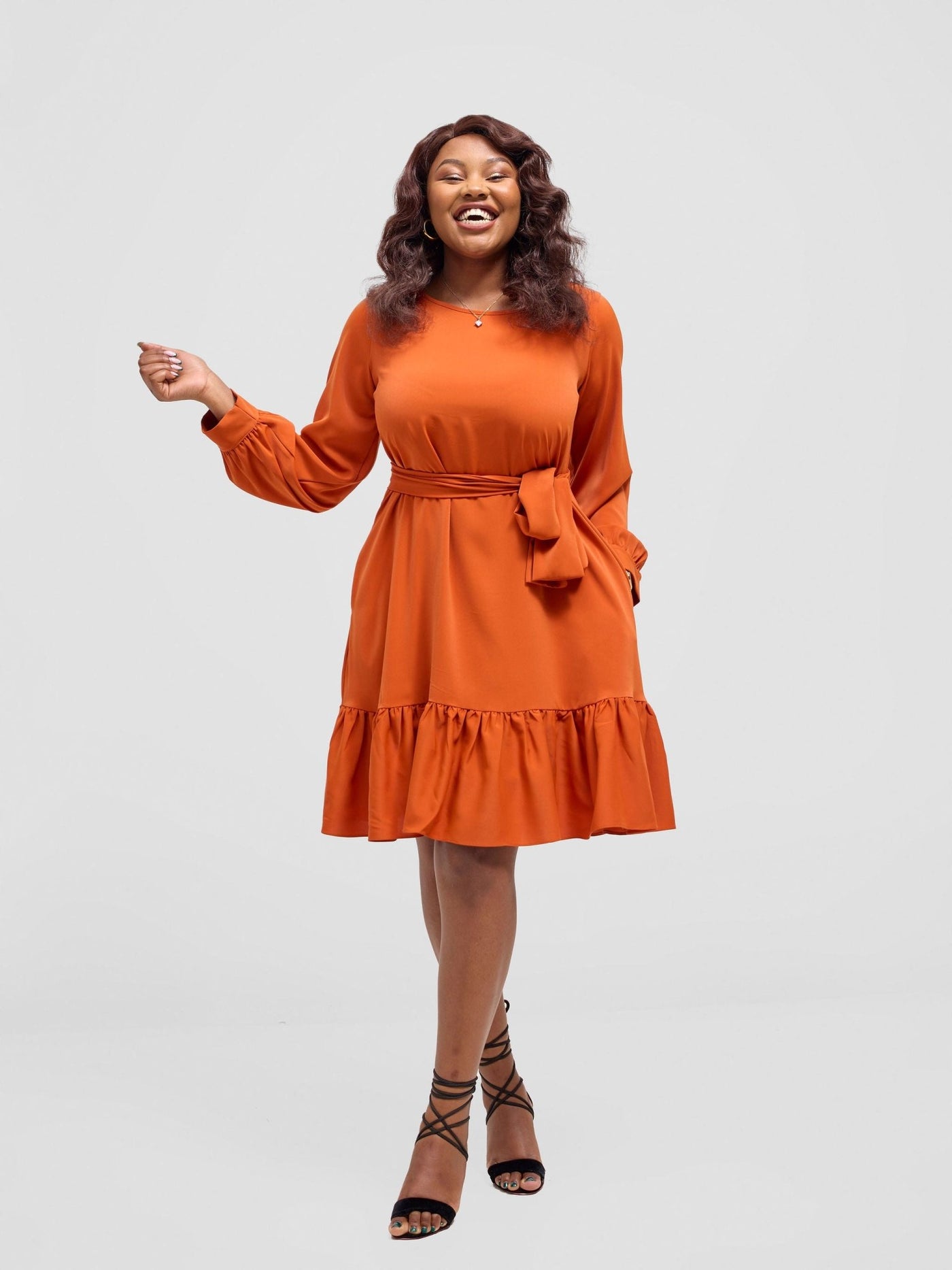 Vivo Serwa Tent Dress - Burnt Orange - Shopzetu