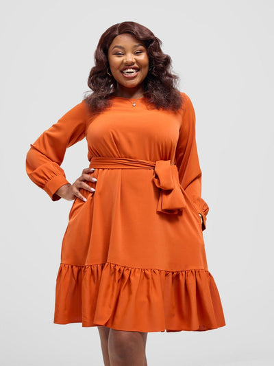 Vivo Serwa Tent Dress - Burnt Orange - Shopzetu