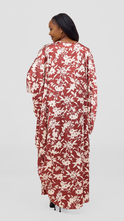 Vivo Lani Maxi Dress - Burgundy / Cream Print - Shopzetu