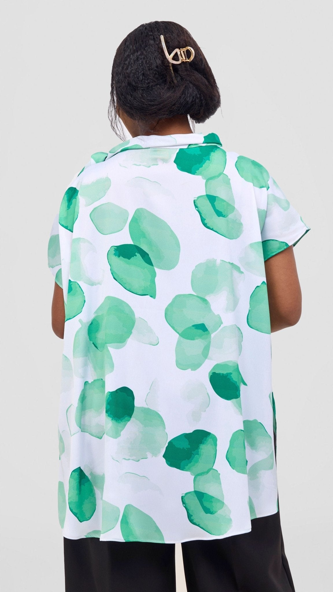 Vivo Takali Tunic Top - White / Green Arisi Print - Shopzetu