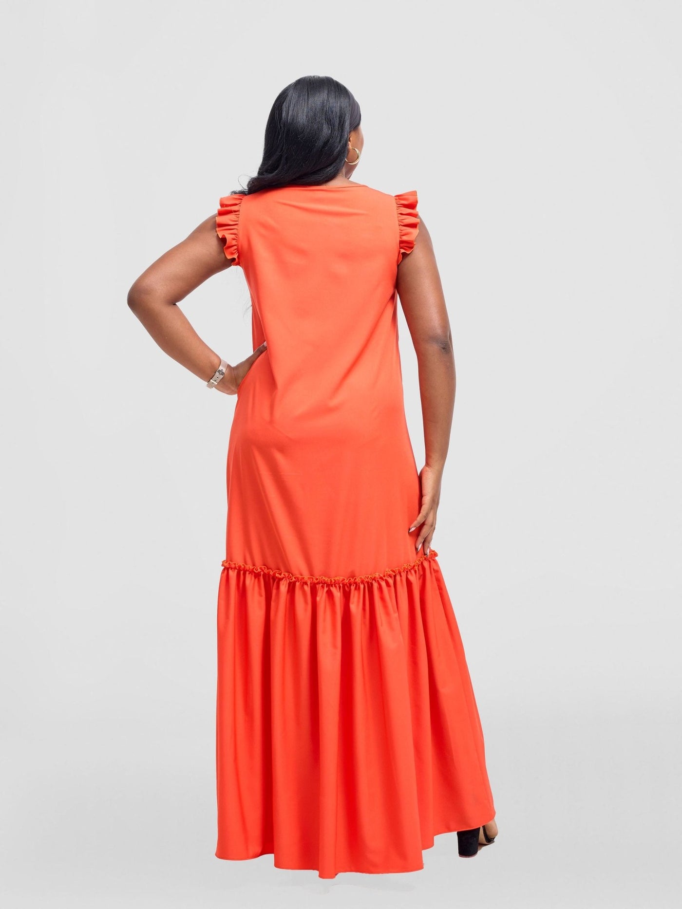 Vivo Nasinka V - Neck Maxi Dress - Orange - Shopzetu
