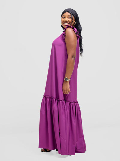 Vivo Nasinka V - Neck Maxi Dress - Purple - Shopzetu
