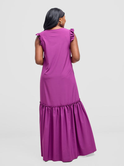 Vivo Nasinka V - Neck Maxi Dress - Purple - Shopzetu