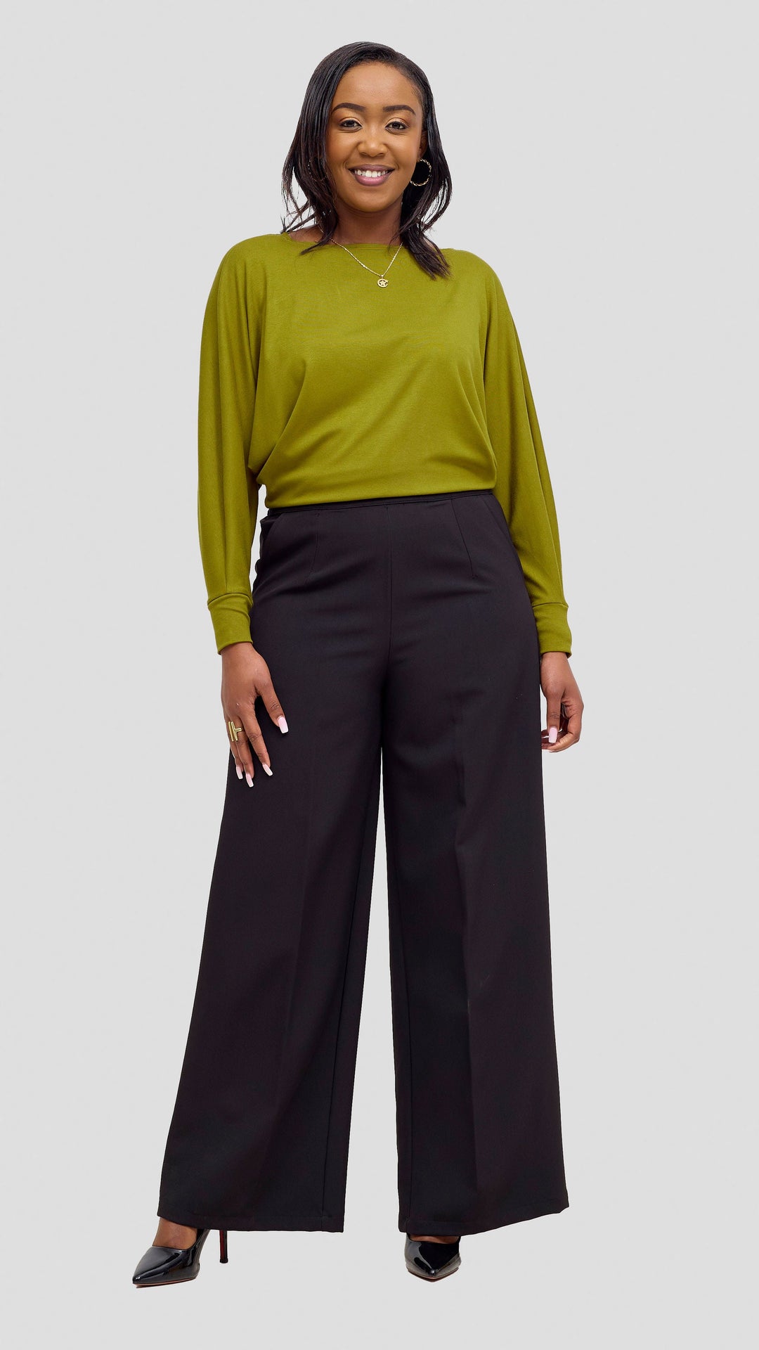 Vivo Bana Batwing Top in Jersey -  Dark Olive