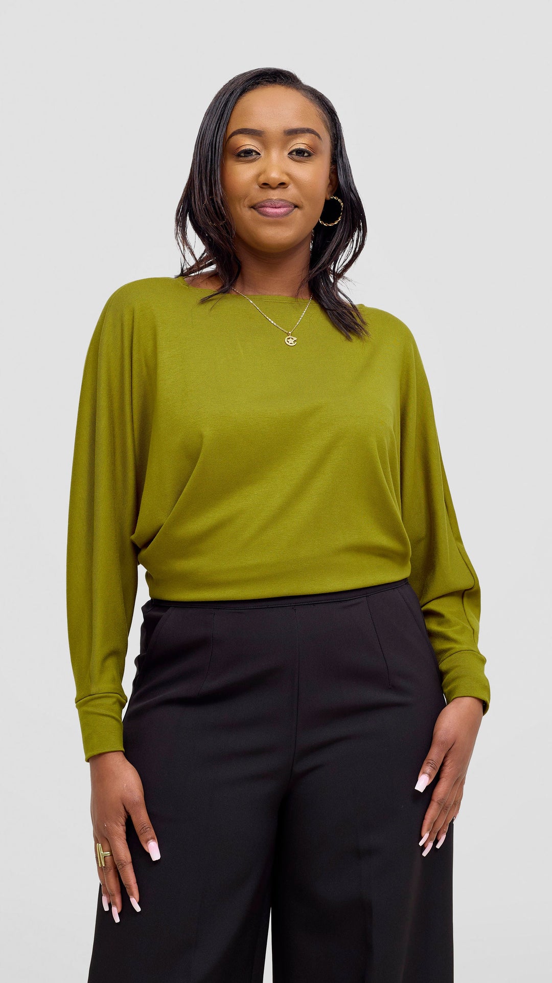 Vivo Bana Batwing Top in Jersey -  Dark Olive