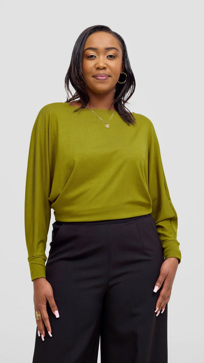Vivo Bana Batwing Top - Dark Olive - Shopzetu