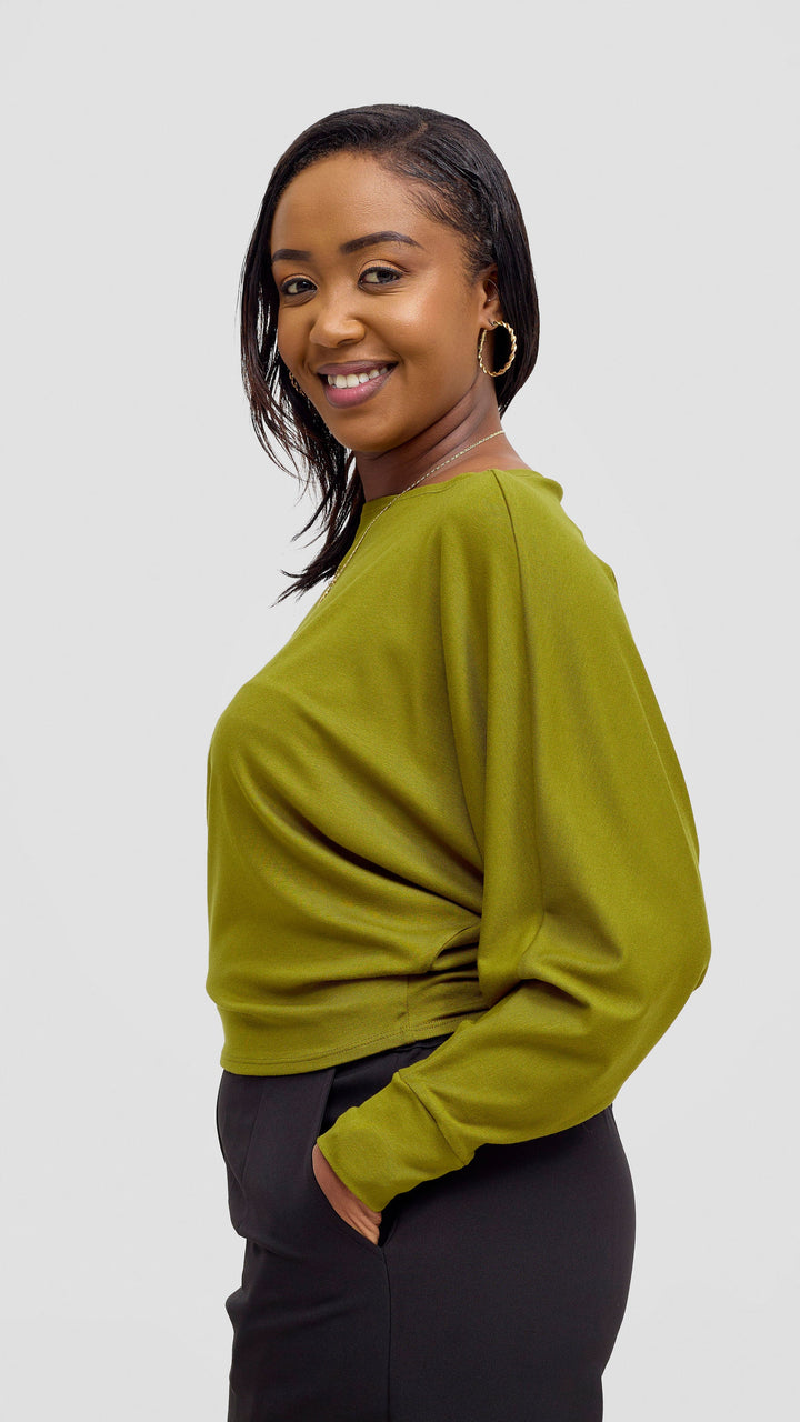 Vivo Bana Batwing Top in Jersey -  Dark Olive