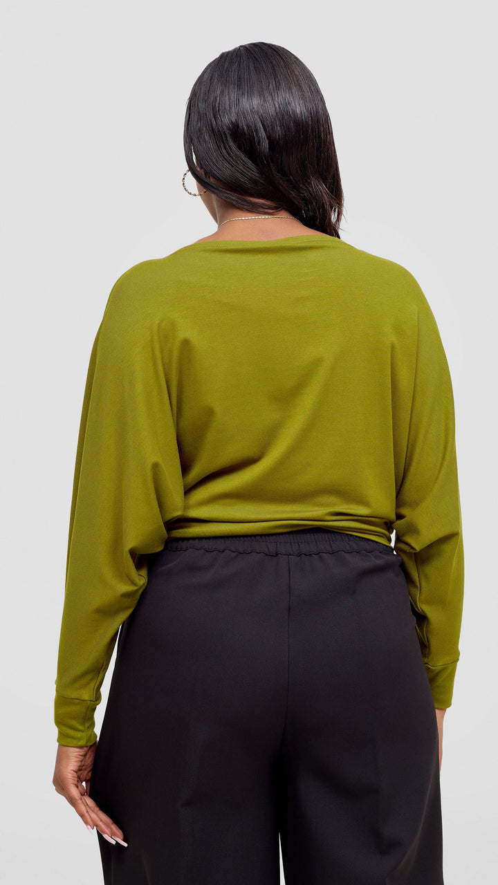 Vivo Bana Batwing Top in Jersey -  Dark Olive