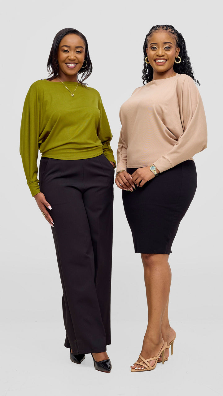 Vivo Bana Batwing Top in Jersey -  Dark Olive
