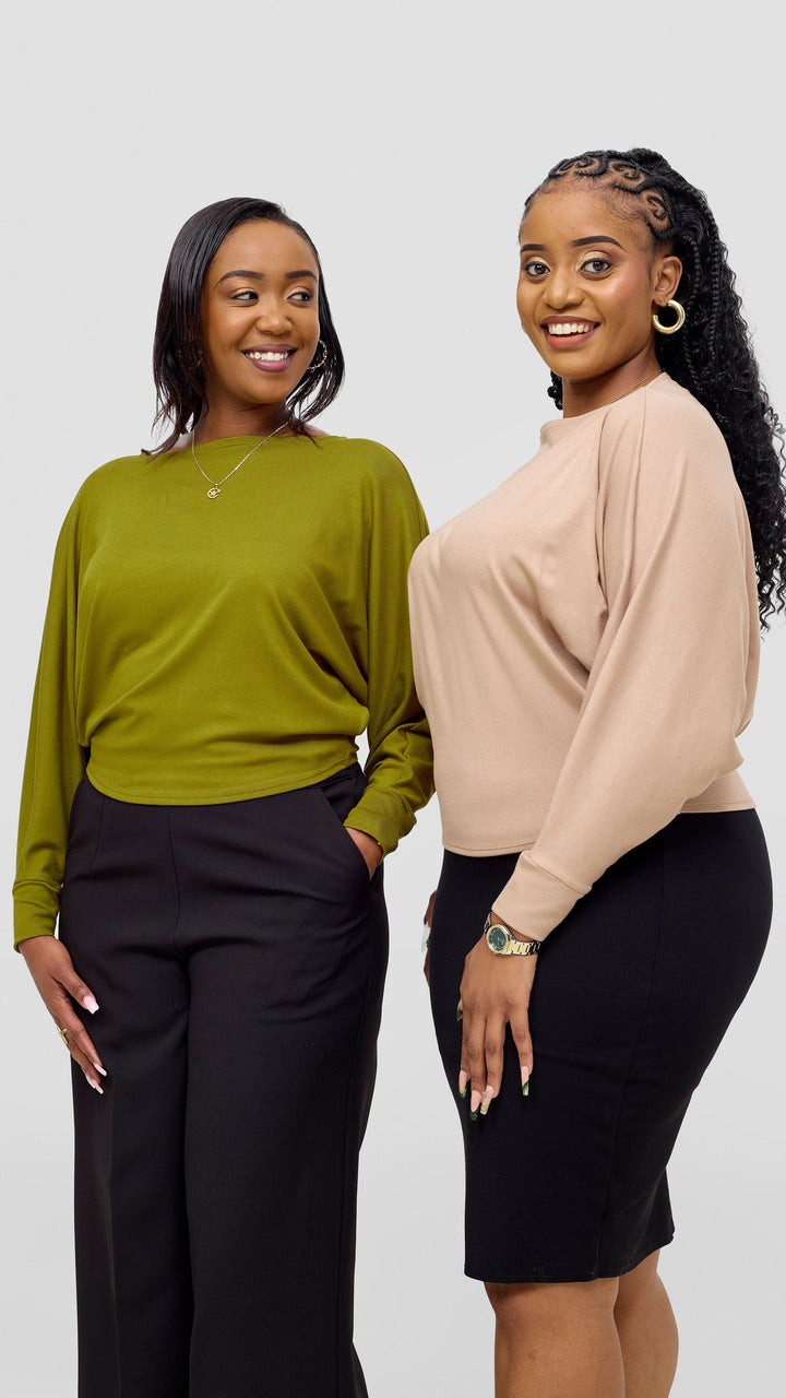 Vivo Bana Batwing Top in Jersey -  Dark Olive