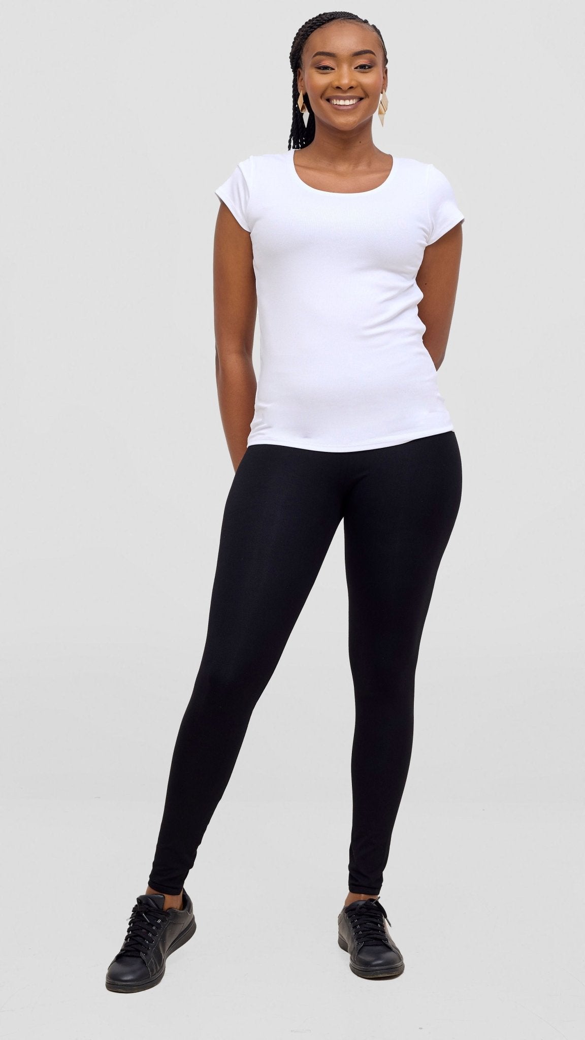 Vivo Basic Val Cap Sleeve Top - White - Shopzetu
